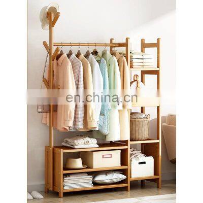 Luxury Bamboo Multifunction Coat Racks Garment Coat Hanger Clothes Organizer Hanger Hooks Stand Clothes Rack photo-3