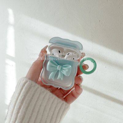 Cute 3D Candy Color Bow Gradient Clear Case Bluetooth Protective Cover photo-2
