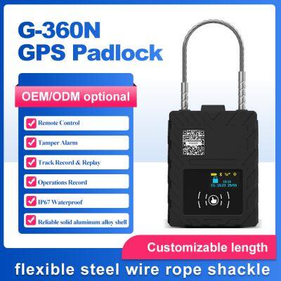 G360N GPS Tracker Flexible Steel Wire Rope Intelligent Logistics Smart Lock Aluminium Alloy Waterproof Padlock