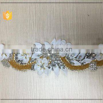 Wholesale Bridal Rhinestone Appliques with Organza Flower