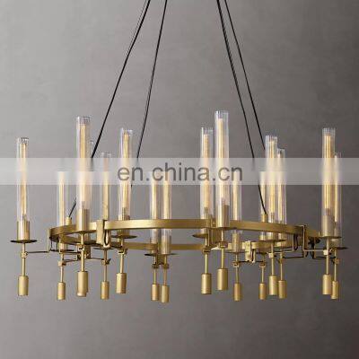 Custom luxury living room dining room bedroom hotel decoration  FONTANELLE decoration  glass lampshade round brass chandelier