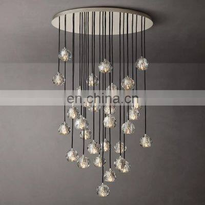 Modern Luxury Industrial Style Transparent Smoke Gray Crystal BOULE Raindrop Pendant Light for Living Room & Hotel Decoration photo-3