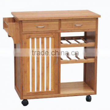 bamboo kitchen trolley with towel bar