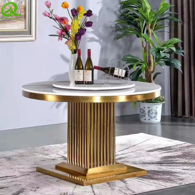 Wholesale marble top stainless steel base modern Furniture dining marble table