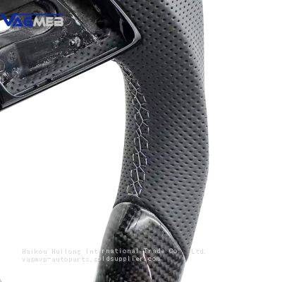 For Audi A4 B9 Carbon Fiber Punched Leather Steering Wheel With S /RS Logo Accembly photo-3