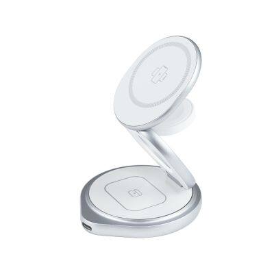 Foldable Zinc Alloy Wireless Charger Rotating 3 in 1 Multifunctional Magnetic Wireless Charging Station Portable Charger