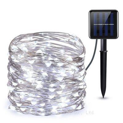 Luces LED en cadena de 50 pies de material de cobre y a energía solar para el patio