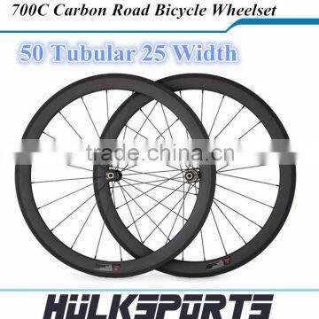 Full Carbon wheels 50mm carbon complete wheels 25mm width of road disc brake carbon road tubular bicycle wheelset