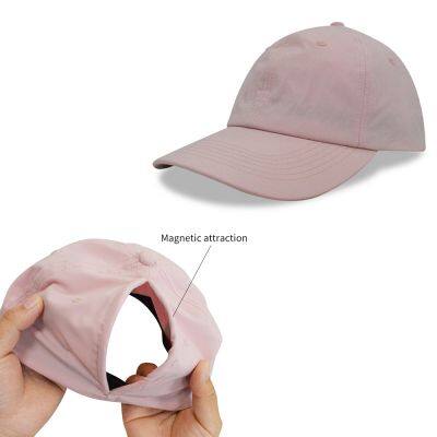 Wholesale 6 Panel Plain Magnetic Closure Ponytail Hat Sport Cap Custom Waterproof Baseball Caps