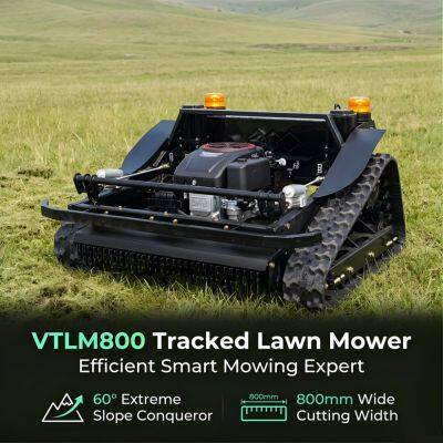 Vigorun Tech VTLM800 CE EPA Euro 5 Gasoline Engine Remote Control Rubber Track Lawn Grass Cutter Working Degree: 0-60°