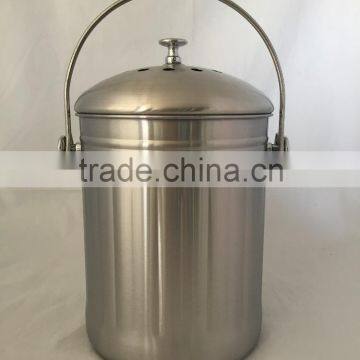 1 Gallon Kitchen Stainless Steel Compost Bin, Compost Pail With Lid and Carbon Quality Choice photo-2