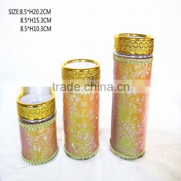 4pcs cloth wrapping glass jar set with stainless steel lid glass canister