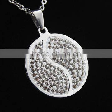 Stainless steel diamond Tai Chi Yin Yang necklace jewelry wholesale