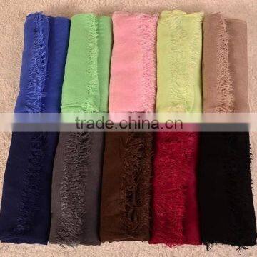 Wholesale 2016 Spring Newest Large Size 110*190 Small Fringes Man Women Plain Cotton Scarf