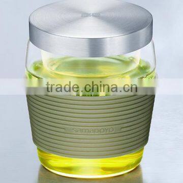 SAMADOYO New Product Heat Proof Clear Glass Tea Cups With Infuser And Lid Factory Supply