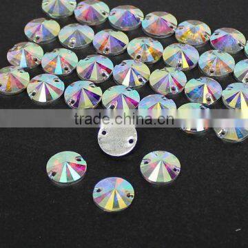 10mm Rivoli 2 holes sew on crystal ab rhinestone, epoxy material stone