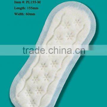 155mm panty liner, female sanitary napkin