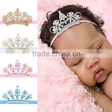 Hot-sales baby crown headband baby princess crown hair band children diamond hair accessory wh-1838