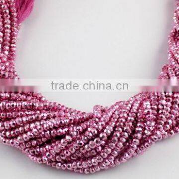 5 Strand Pink Coated Pyrite Gemstone Faceted Rondelle Beads 3.5-4mm Bead 13" Long Jewelry Making Gemstone Beads