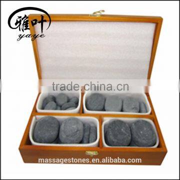 Hot Stone Massage Set with Wooden Box,Handmade Oval Shape Stone Massage Set