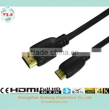 Low price 19pin A male to C male HDMI Cable with Ethernet support 4K and 3D from 0.5-100m