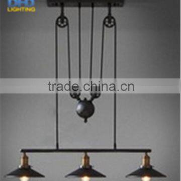 3 head with lightbulbs and mirror iron shade Loft vintage Pulley Lamp Bar Home Decorate E27 Edison Light Fixtures