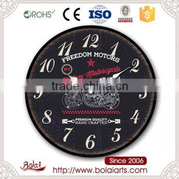 Pure black design write freedom motors nice decoration wall clock for garden