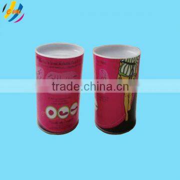 Recycled round paper can with plastic end cap