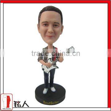 Custom Personal Man Bobble Head With Guitar Standing