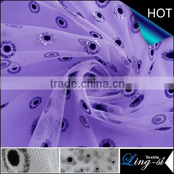 Polyester Tulle Metallic and Flocking Fabric for Decoration And Party Dress