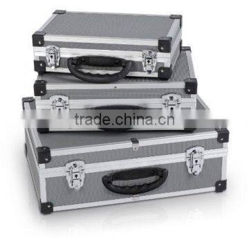 Varo Silver Nest of 3 Aluminium Storage Cases Carry Case Triple Set Small / Medium / Large with Handle & Lockable Clasp PRM10120