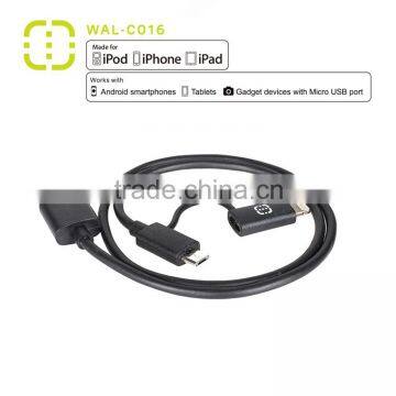 New Items Walnut 2in1 MFI certified cable for iPhone6 iOS 8