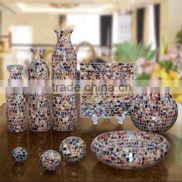 mosaic pedestal candle holder in mixed colors