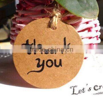 100Pcs/lot 4x4CM Thank You Brown DIY Scrapbooking Kraft Paper Hang Tag Favor Gift Packaging Labels With Jute Twines