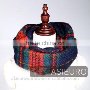 National Checks Tube Scarf With Fringes For Ladies, BSCI and Sedex