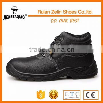 lace up steel toe/plate midsole middle cut black ankle leather safety shoes