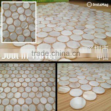 Round river mother of pearl shell mosaics washroom bathroom wall tile mosaics