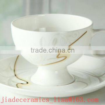 new design golden line good quality porcelain bone china cup and saucer