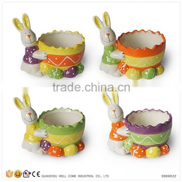 2016 New Products Ceramic Easter Rabbit Figurines Wholesale Egg Cups