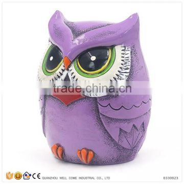 Resin Purple National Owl Sculpture Wholesale Piggy Bank