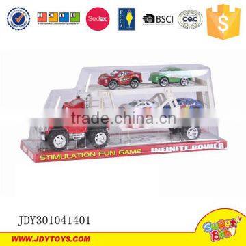 2016 hot selling toys with four mini racing car big Friction super project plastic trailer carry contianer truck toy