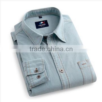 Clothing manufacturer custom brand logo cotton design double pocket men casual shirts pictures