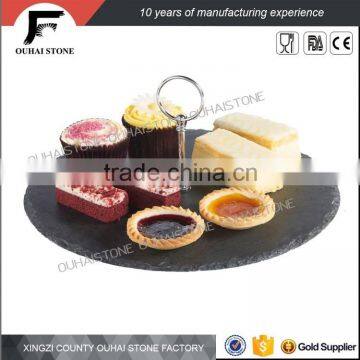 slate stone material black color natural cake stand