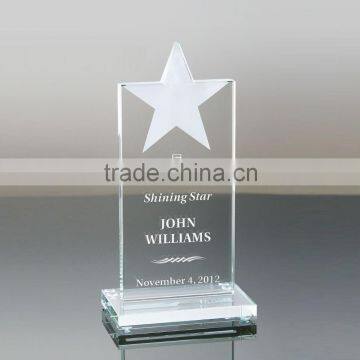 Business star awards designer rectangle glass trophy plaque