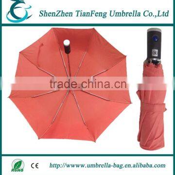 new design 3 fold torch umbrella with beautiful LED light for promotion