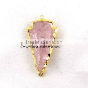 Rose Quartz Arrowhead Gold Electroplated