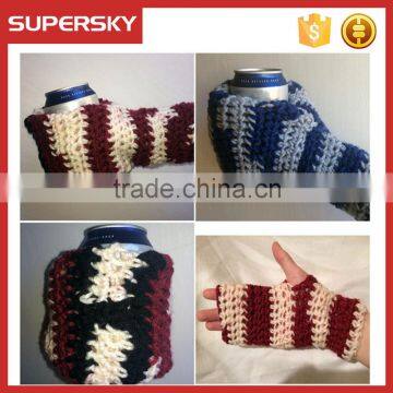 A-702 Knitted Bottle Hand Holder Crochet Beer Mitten Cosy Handmade Crochet Beer Cozy Mitten photo-2