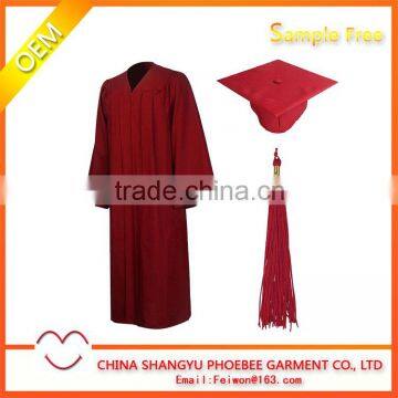Wholesale Cheap Maroon Matte Graduation gown and cap