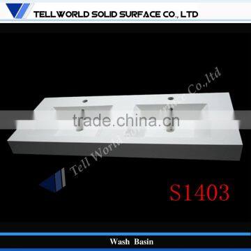 Modern double square shape basin design solid surface artificial marble basin