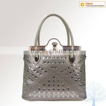 fashion ladies European design diamond handbag in PU material